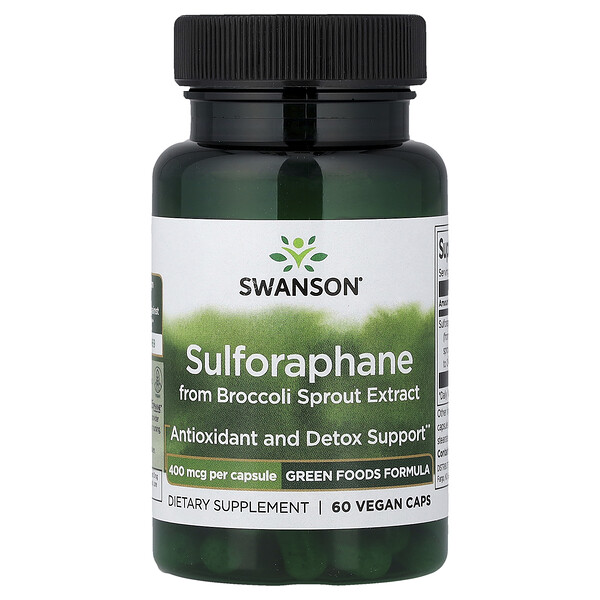 Swanson Vitamins Sulforaphane from Broccoli Sprout Extract, 400 mcg, 60 Vegan Caps