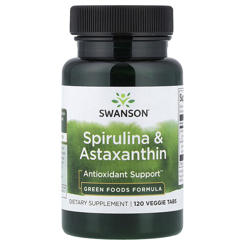 スワンソンビタミンズ Swanson Vitamins, スピルリナ＆アスタキサンチン、植物性タブレット120粒