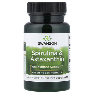 Swanson Vitamins, Espirulina e Astaxantina, 120 Comprimidos Vegetais