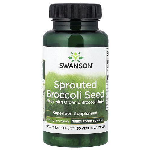 Swanson Vitamins Sprouted Broccoli Seed, 400 mg, 60 Veggie Capsules