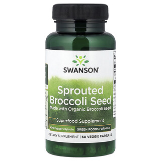 Swanson Vitamins, Semilla de brócoli germinada, 400 mg, 60 cápsulas vegetales