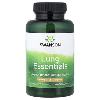 Swanson Vitamins‏, Lung Essentials,‏ תוסף לריאות, 500 מ“ג, 120 כמוסות צמחיות