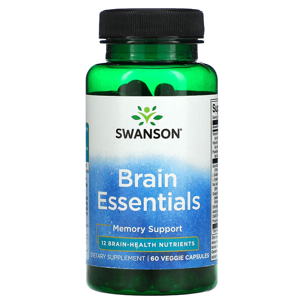 Swanson, Brain Essentials, Memory Support, 60 Veggie Capsules