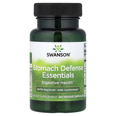 Swanson Vitamins, Ingredientes esenciales para la defensa del estómago, 60 cápsulas vegetales