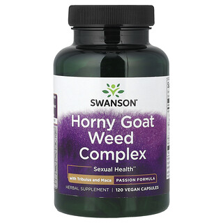 Swanson Vitamins, Complejo de hierba de cabra en celo con Tribulus y maca, 120 cápsulas veganas