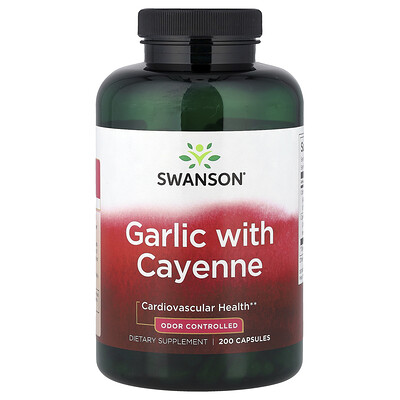 Swanson Vitamins, Ajo con cayena`` 200 cápsulas