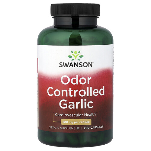 Swanson Vitamins Odor Controlled Garlic, 500 mg, 200 Capsules