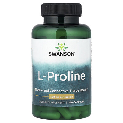 Swanson Vitamins, L-prolina, 500 mg, 100 cápsulas