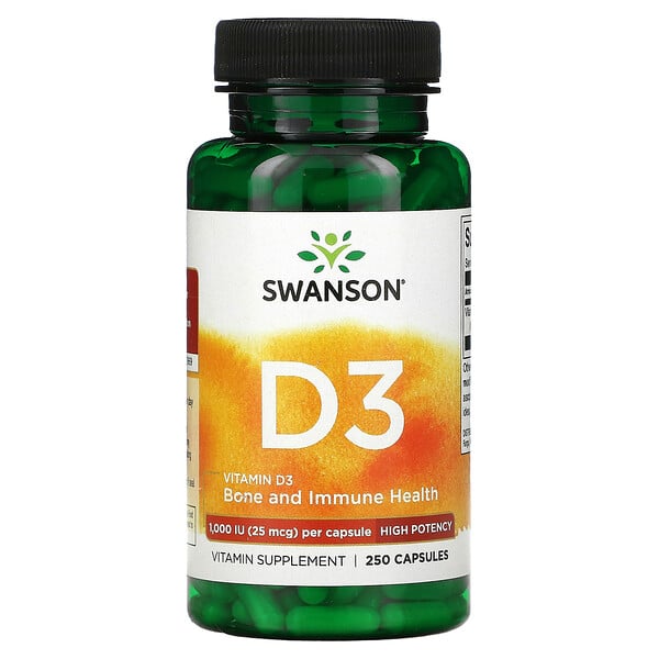 Vitamin D3, 1,000 IU (25 mcg), 250 Capsules