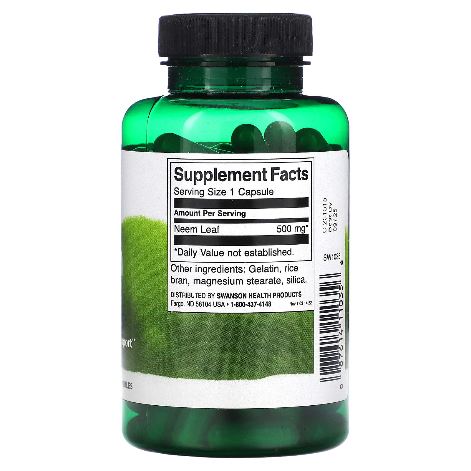 thumbnail image 2 of Swanson Premium Senna Leaf 500 Mg – 100 Capsules (SW986) 2 of 5