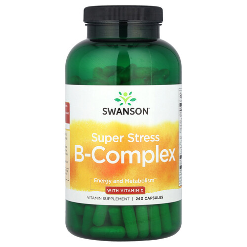 Swanson Super Stress B Complex Vitamin Supplement Formula for Healthy Energy Levels 240 Capsules