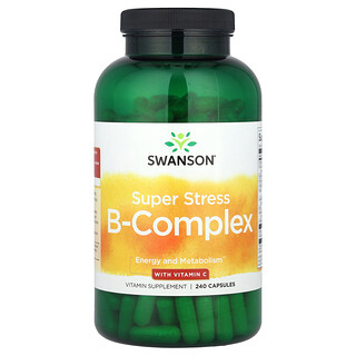 Swanson, Super Stress B-Complex com Vitamina C, 240 Cápsulas