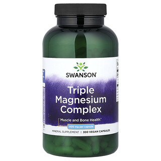 Swanson Vitamins, 三重镁复合物全素胶囊，400 毫克，300 粒