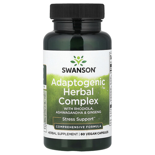 Swanson Vitamins, Adaptogenic Herbal Complex mit Rhodiola, Ashwagandha und Ginseng, 60 vegane Kapseln