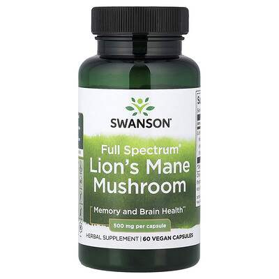 Swanson Vitamins, Full Spectrum®, Hongo melena de león, 500 mg, 60 cápsulas