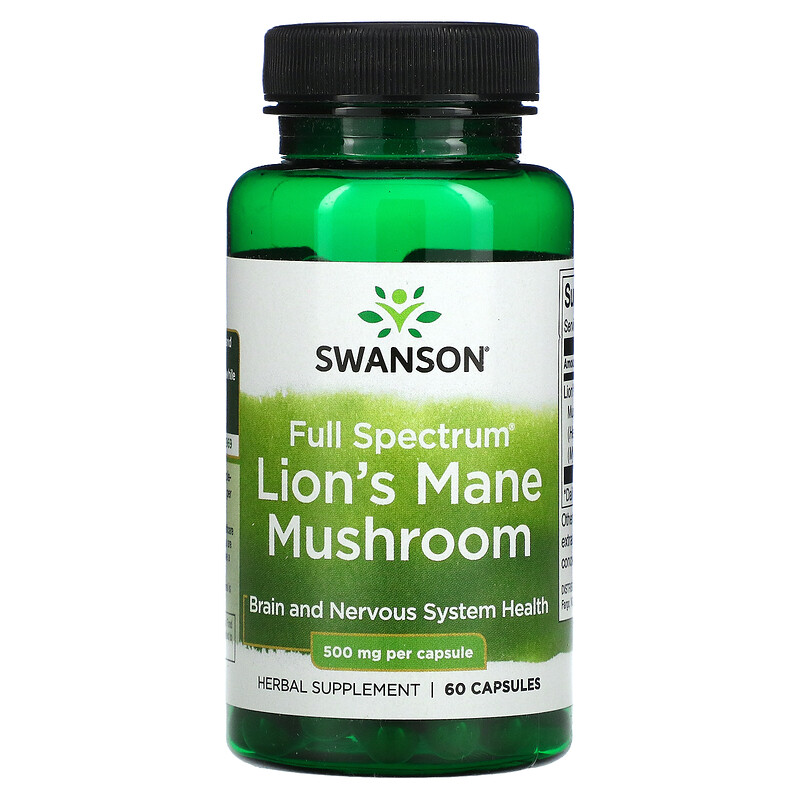 Swanson, Full Spectrum Lion's Mane Mushroom, 500 mg, 60 Capsules - iHerb