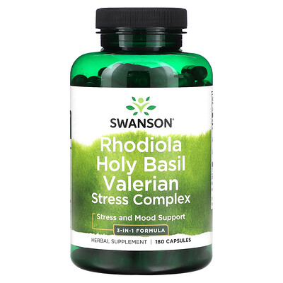 

Swanson, Rhodiola Holy Basil Valerian Stress Complex, 180 Capsules