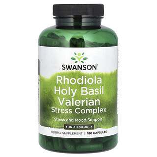 Swanson Vitamins, Complexo de Estresse com Valeriana de Rhodiola Holy Basil, 180 Cápsulas