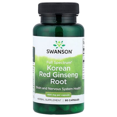 Swanson, Full Spectrum®, Raíz de ginseng rojo coreano, 400 mg, 90 cápsulas