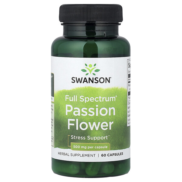 Swanson Vitamins Full Spectrum® Passion Flower, 500 mg, 60 Capsules