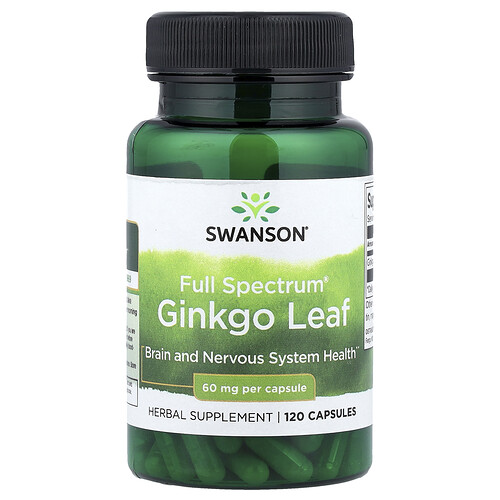 Swanson Vitamins, Full Spectrum® Ginkgo Leaf, 60 mg, 120 Capsules