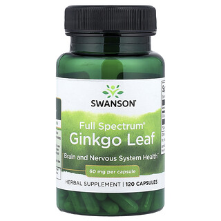 Swanson Vitamins, Hoja de ginkgo Full Spectrum®, 60 mg, 120 cápsulas