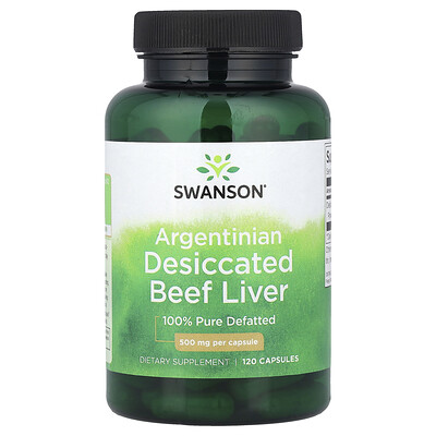 Swanson, Hígado de res argentino desecado, 500 mg, 120 cápsulas