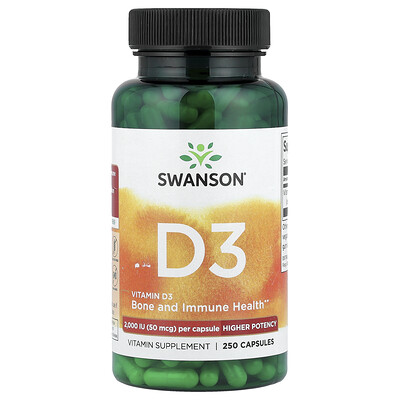 Swanson, Vitamina D3, 2000 UI, 250 cápsulas