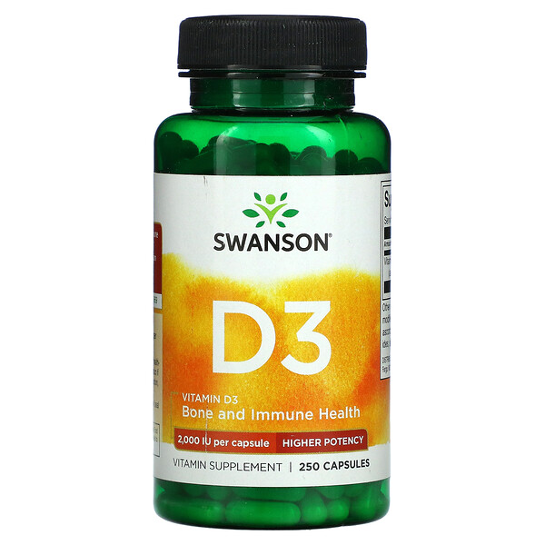 Swanson, Vitamin D3,  2,000 IU, 250 Capsules