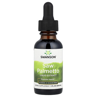 Swanson Vitamins, Extrato Líquido de Saw Palmetto, Sem Álcool e Açúcar, 29,6 ml (1 fl oz)
