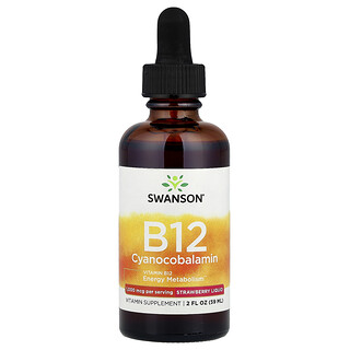 Swanson Vitamins, B12シアノコバラミン リキッド、ストロベリー、59ml（2液量オンス）