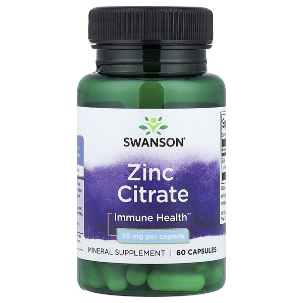 Swanson Vitamins Zinc Citrate, 30 mg, 60 Capsules