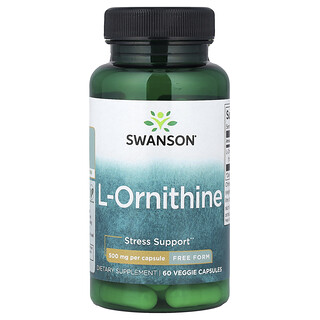 Swanson Vitamins, L-Ornithine, Free Form, 500 mg, 60 Veggie Capsules