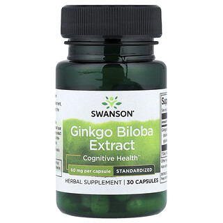 Swanson Vitamins, Ginkgo biloba extrakt, standardizovaný, 60 mg, 30 kapslí