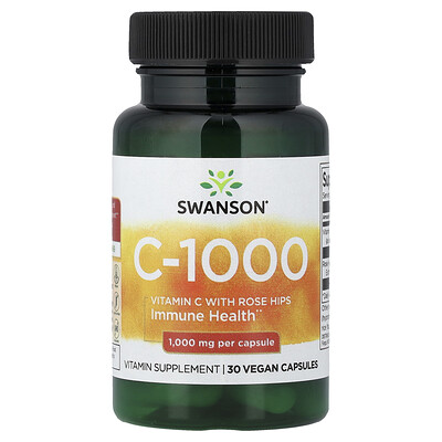 Swanson Vitamins, C-1000 con rosa mosqueta, 30 cápsulas veganas