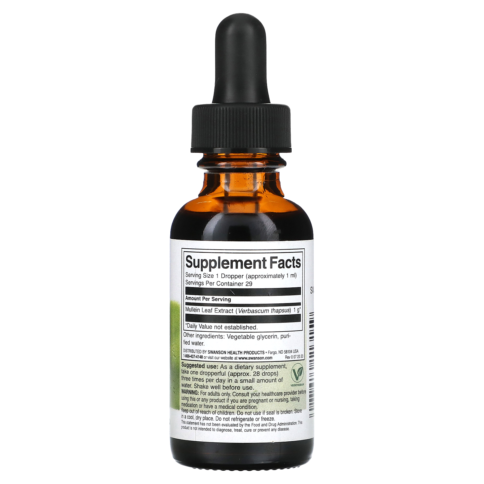 Swanson, Mullein Leaf Liquid Extract, Alcohol & Sugar Free, 1 fl oz (29