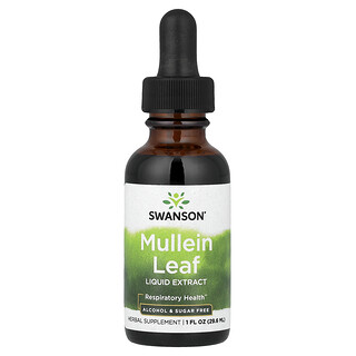 Swanson Vitamins, Mullein-lehden nestemäinen uute, alkoholiton ja sokeriton, 29,6 ml