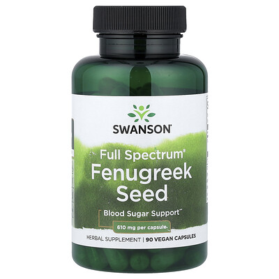 Swanson Vitamins, Semilla de fenogreco Full Spectrum®, 90 cápsulas veganas (610 mg por cápsula)