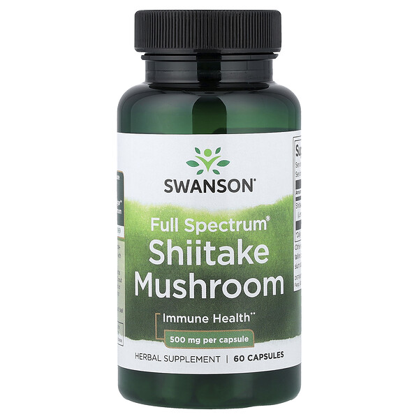 Swanson Vitamins Full Spectrum® Shiitake Mushroom, 500 mg, 60 Capsules