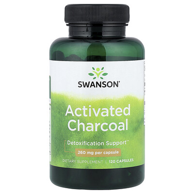 Swanson Vitamins, Carbón vegetal activado, 260 mg, 120 cápsulas