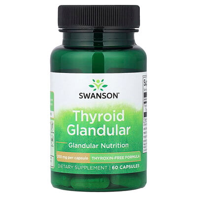 Swanson Vitamins, Tiroides y glándula, 200 mg, 60 cápsulas