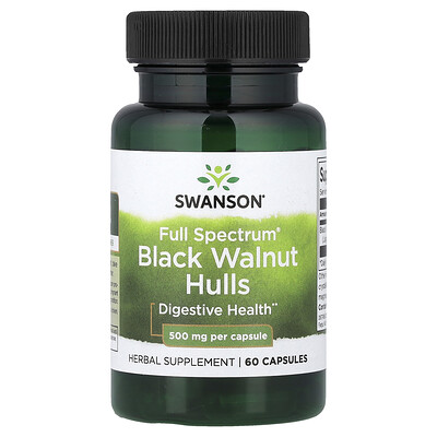 Swanson Vitamins, Cáscaras de nuez negra Full Spectrum®, 500 mg, 60 cápsulas