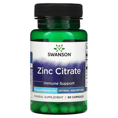 Swanson Zinc Citrate 50 mg 60 Capsules