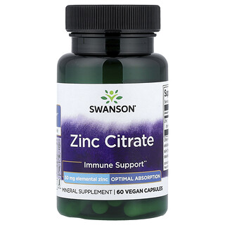 Swanson Vitamins, Zinc Citrate, 50 mg, 60 Capsules