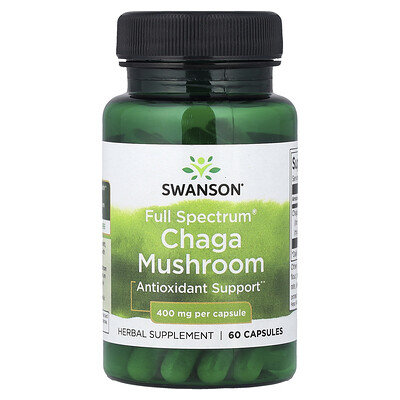 Swanson Vitamins, Hongo chaga Full Spectrum®, 400 mg, 60 cápsulas