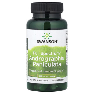 Swanson Vitamins, Full Spectrum® Andrographis Paniculata, 400 mg, 60 Capsules