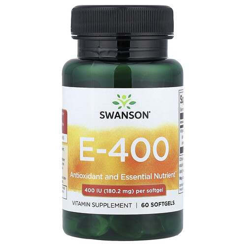 Swanson Vitamins, Vitamin E-400, 180.2 mg (400 IU), 60 Softgels