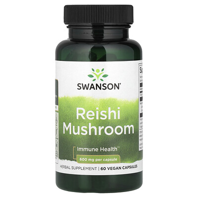 Swanson Vitamins, Hongo reishi, 600 mg, 60 cápsulas veganas