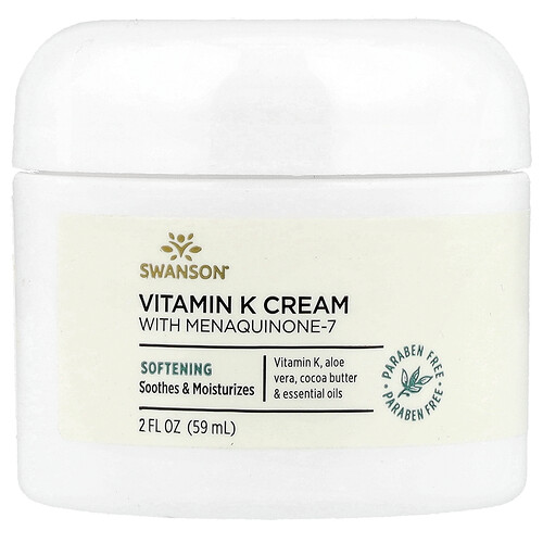 Swanson Vitamins Vitamin K Cream with Menaquinone-7, 2 fl oz (59 ml)