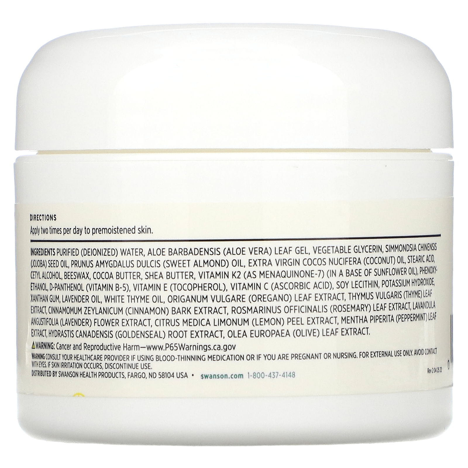 Swanson, Vitamin K Cream with Menaquinone7, 2 fl oz (59 ml)